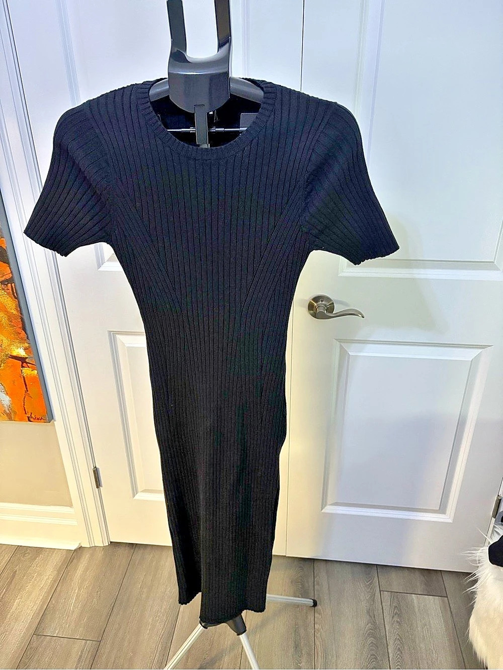 Steve Madden Black Ribbed Midi Dress Size Medium Like New